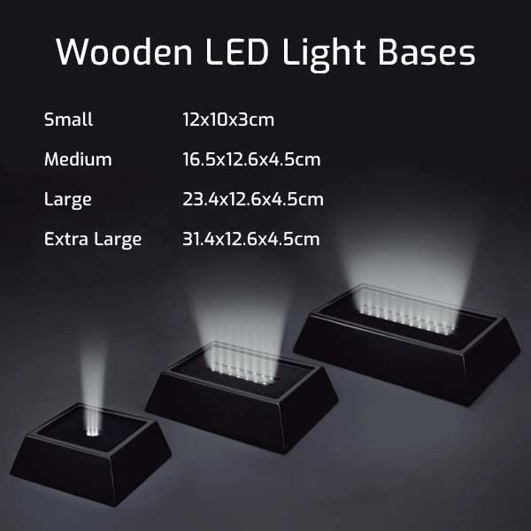 Wooden LED Light Base Sizes