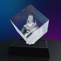 Diamond 3D Crystal on Lit Black Base - Graduation