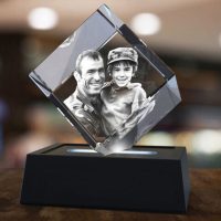 Diamond 3D Crystal on Lit Black Base – Dad & Son