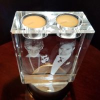 Double Candle 3D Crystal - Older Couple from top