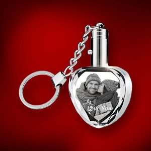 Keychain Heart 2D or 3D Crystal – Couple - Love You