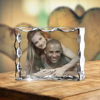 Rectangle Wide Notched 3D Crystal - Couple Forever