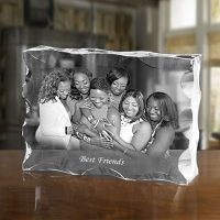 Rectangle Wide Notched 3D Crystal - Best Friends