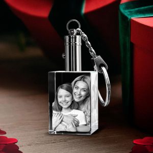 Keychain Rectangle 2D or 3D Crystal – Daughter & Mom