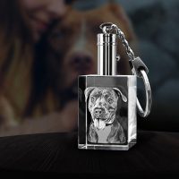 Keychain Rectangle 2D or 3D Crystal – Dog