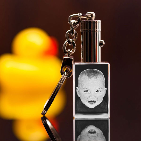 Keychain Rectangle 2D or 3D Crystal – Baby