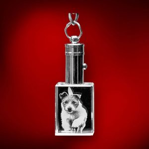 Rectangle-Shaped Keychain 2D or 3D Crystal - Dog