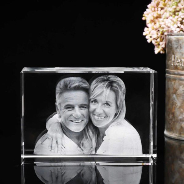Rectangle Wide 3D Crystal - Loving Couple