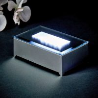Silver Rectangle LED Light Base Lit