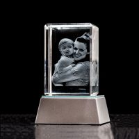 3D Crystal Rectangle Tall on Silver Square Light Base