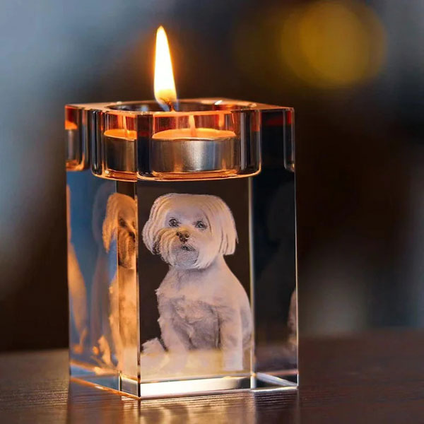 Single Candle 3D Crystal - Dog