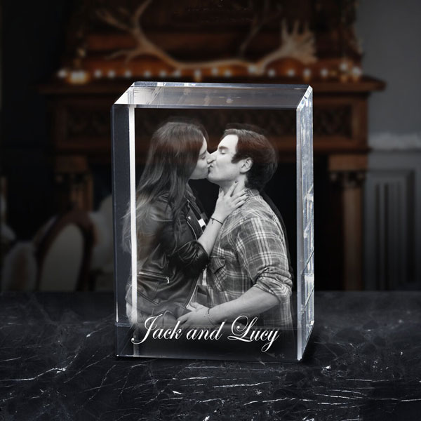 Rectangle Tall 3D Crystal – Jack and Lucy